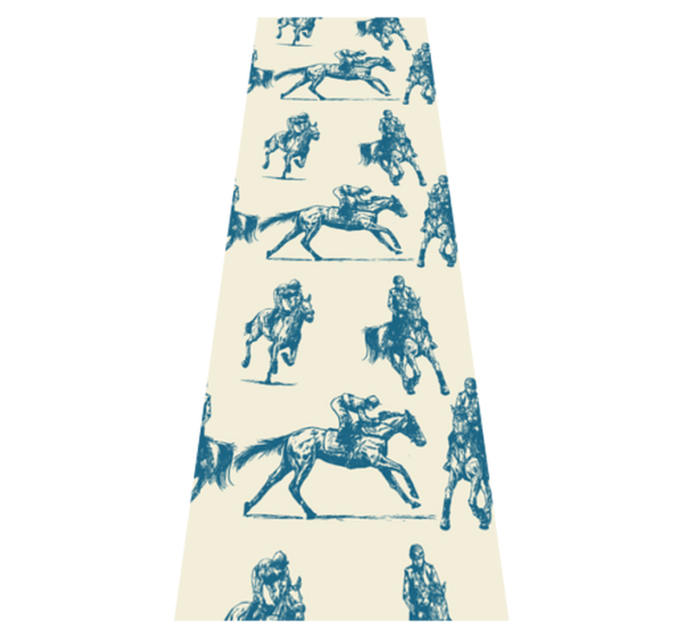 Bedroom vinyl rug in blue and beige horse pattern - TenStickers