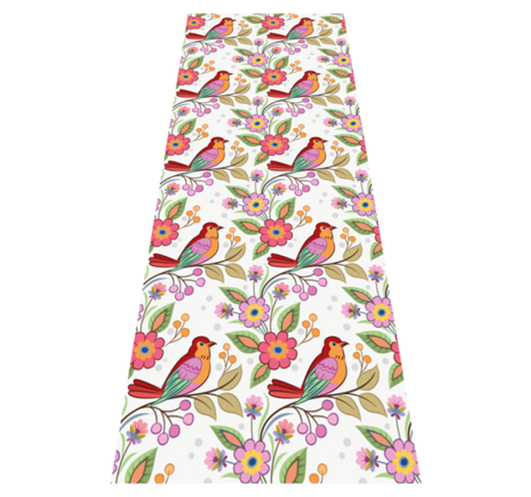 Bedroom vinyl rug with red and orange bird design - TenStickers