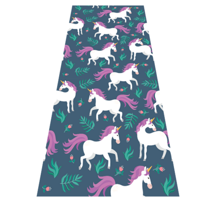 Bedroom vinyl rug with flat blue unicorn pattern - TenStickers