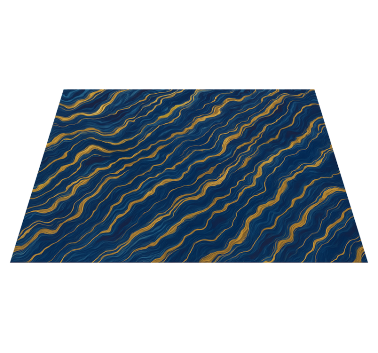 Bedroom vinyl rug blue and gold marble design - TenStickers