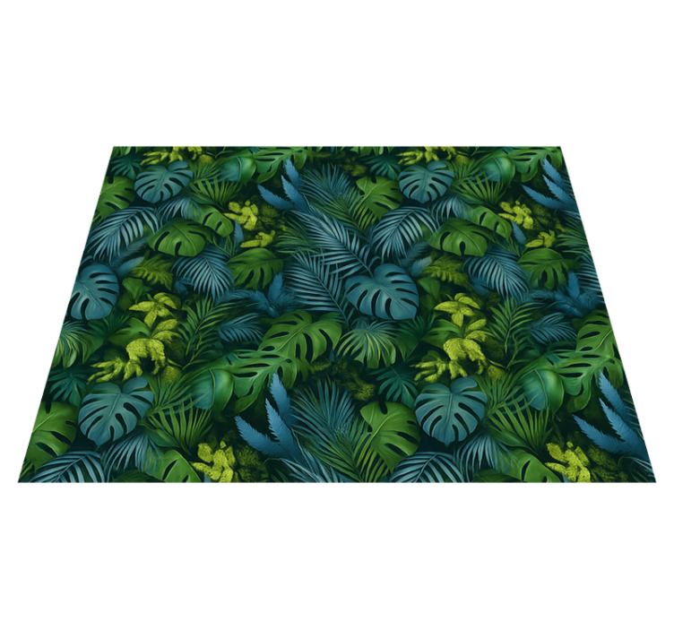 Bedroom vinyl rug with green and blue leaves - TenStickers