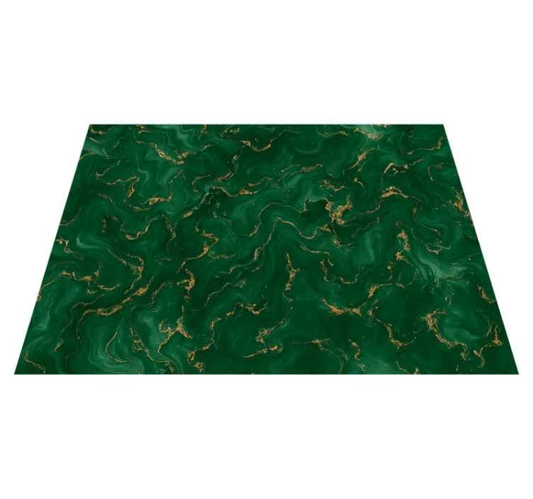 Bedroom vinyl rug in emerald green with gold marble - TenStickers
