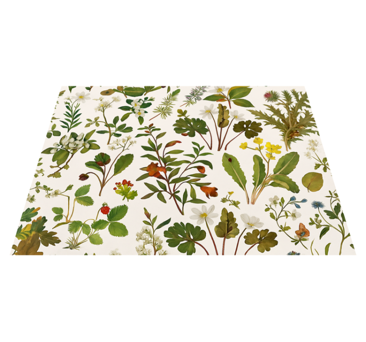 Bedroom vinyl rug botanical design on white - TenStickers