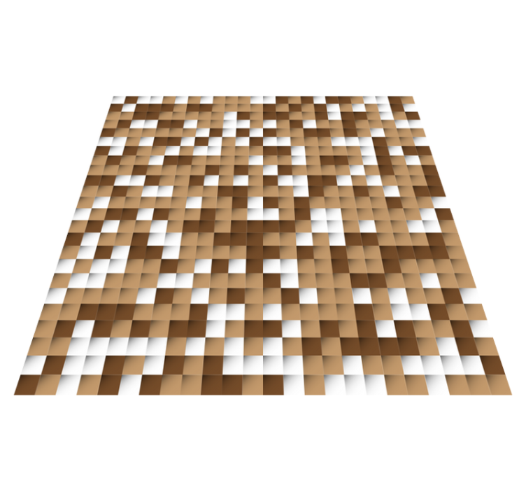 Geometric vinyl rug in brown squares - TenStickers