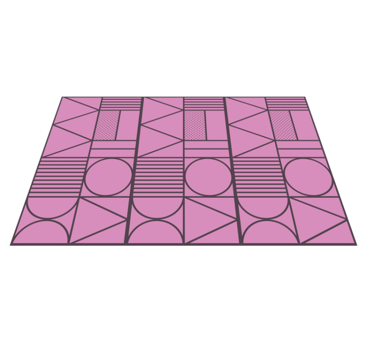 Geometric vinyl rug in pink and grey color block - TenStickers