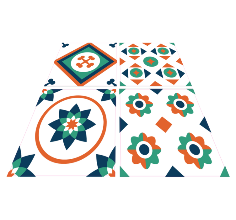 Geometric vinyl rug with geometric tiles design - TenStickers