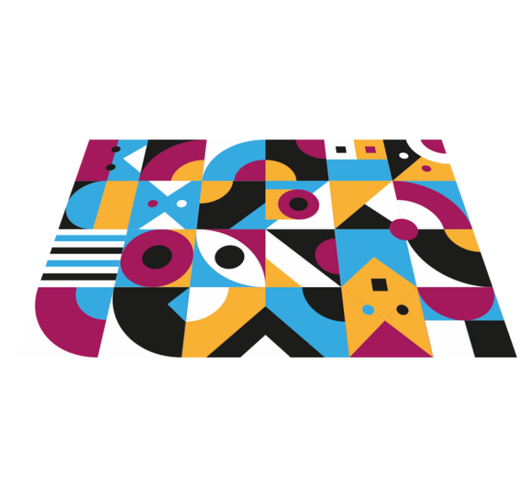 Geometric vinyl rug with vibrant abstract designs - TenStickers