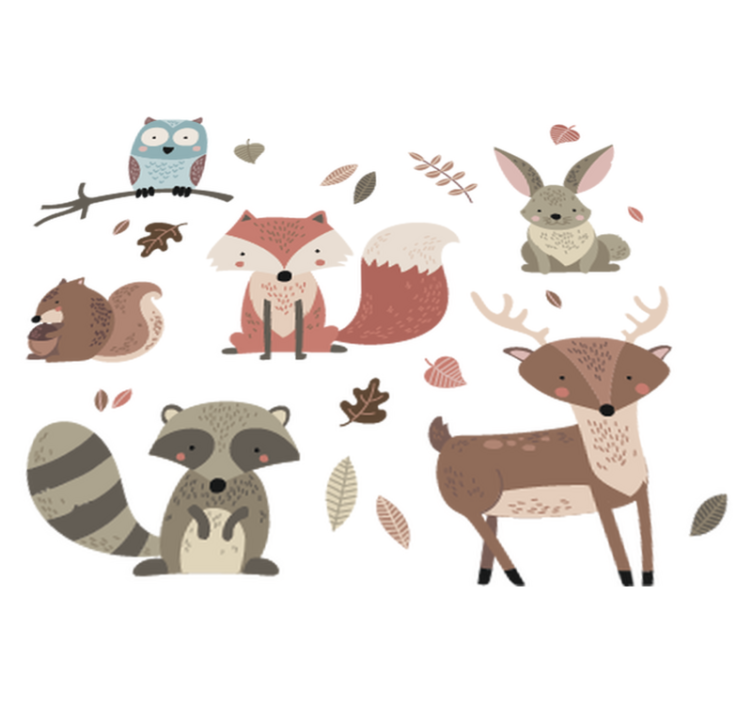 Kids vinyl rug autumn animal stickers - TenStickers