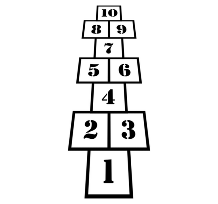 Kids vinyl rug in black and white hopscotch - TenStickers