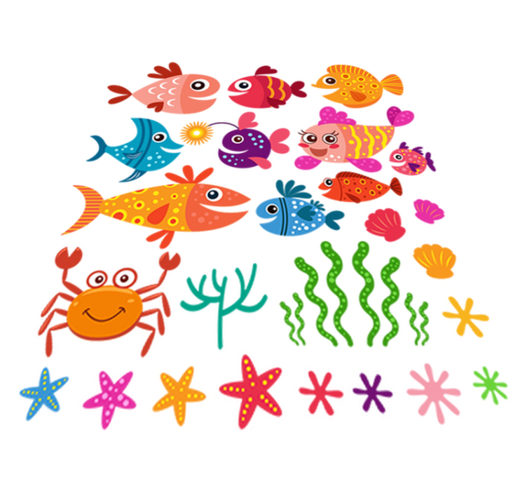 Kids vinyl rug colorful baby fish design - TenStickers