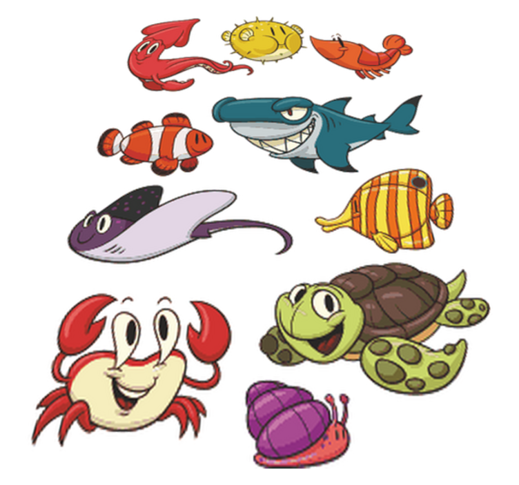 Kids vinyl rug colorful fish design - TenStickers