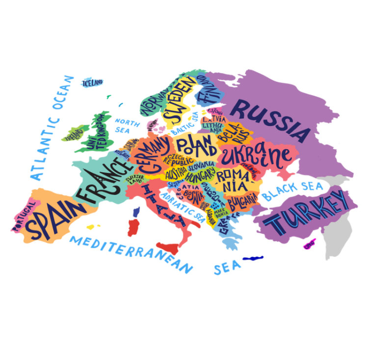 Kids vinyl rug european map for children - TenStickers