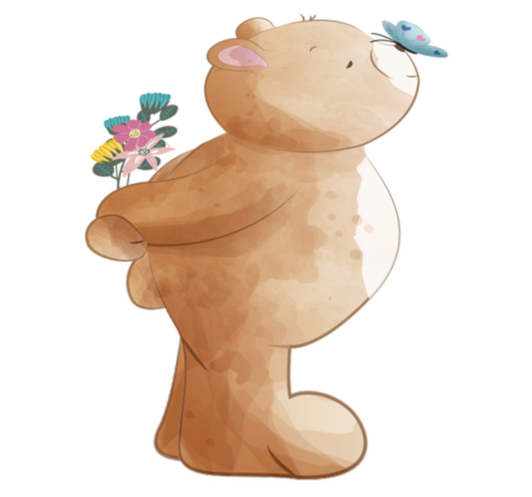 Kids vinyl rug with bear and butterfly sticker - TenStickers