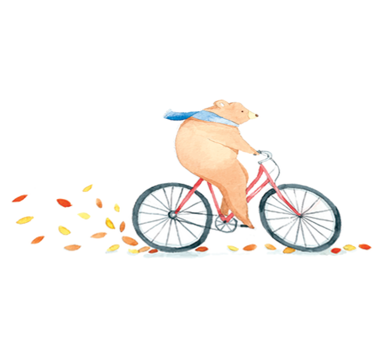 Kids vinyl rug bear on a bike - TenStickers