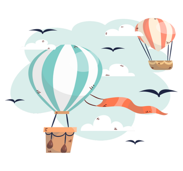 Kids vinyl rug hot air balloons and clouds - TenStickers