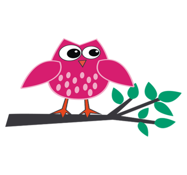 Kids vinyl rug pink owl on a branch - TenStickers