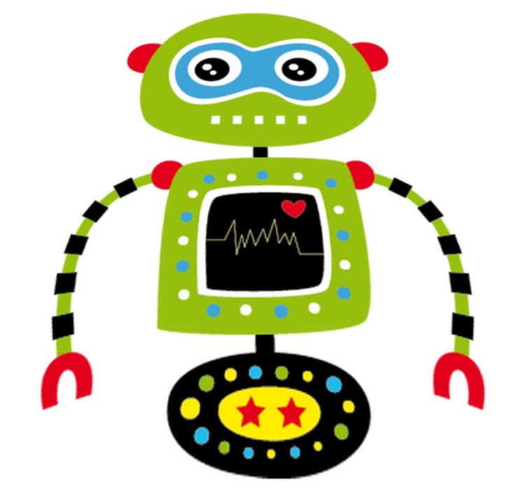 Kids vinyl rug green robot - TenStickers