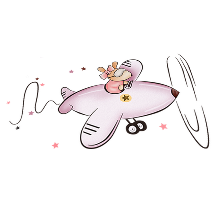 Kids vinyl rug little mouse on an airplane - TenStickers