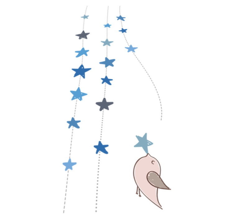 Kids vinyl rug with blue stars and bird - TenStickers