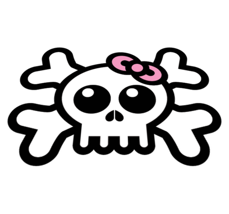 Kids vinyl rug skull with ribbon design - TenStickers