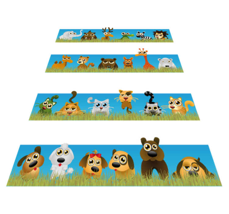 Kids vinyl rug stripes with animals - TenStickers