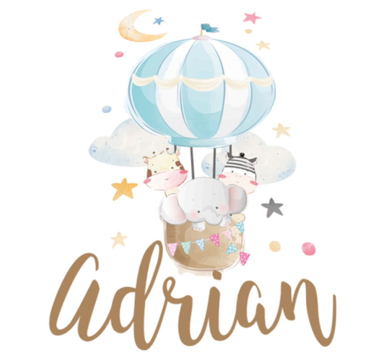 Kids vinyl rug with three animals on balloons - TenStickers