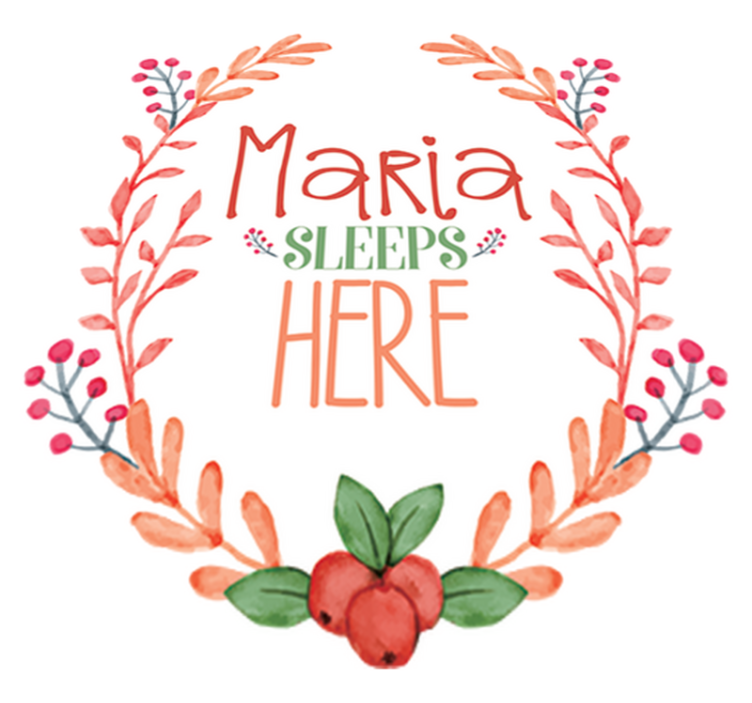 Kids vinyl rug sleeps here with name - TenStickers