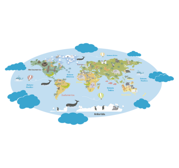 Kids vinyl rug world map for kids - TenStickers