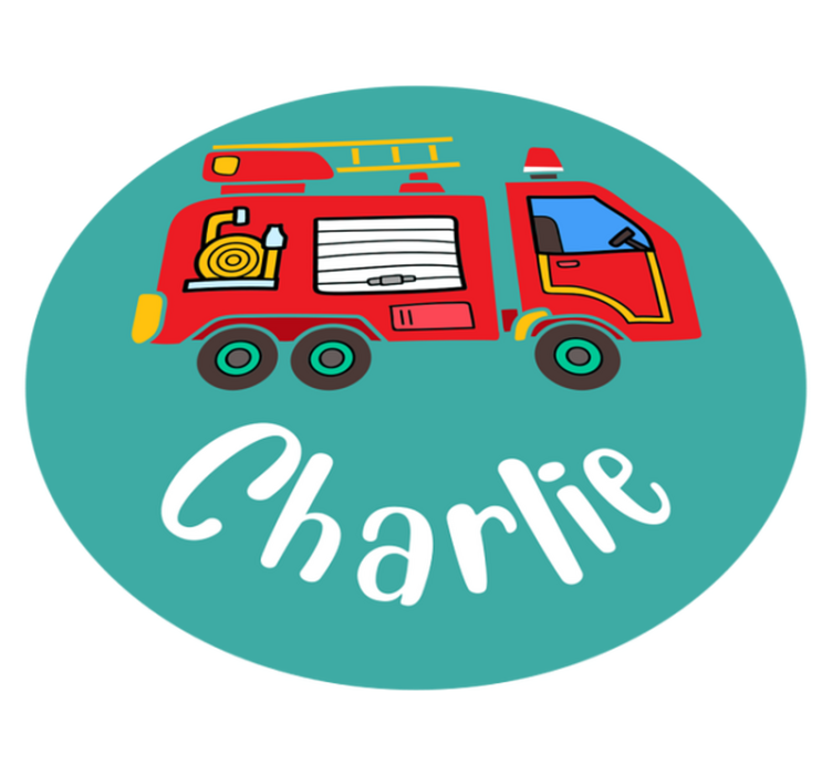 Kids vinyl rug personalised fire truck - TenStickers