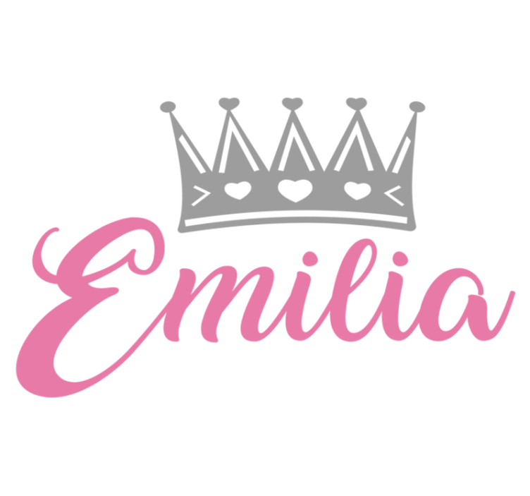 Kids vinyl rug with pink name and silver crown - TenStickers