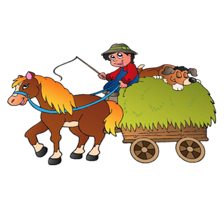 Kids vinyl rug rocking horse with cart - TenStickers