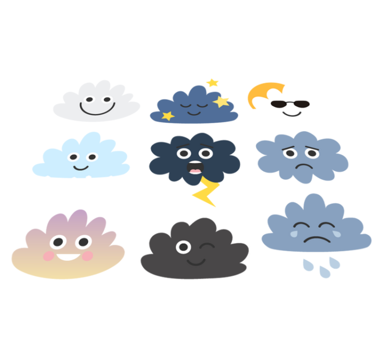 Kids vinyl rug cloud faces - TenStickers