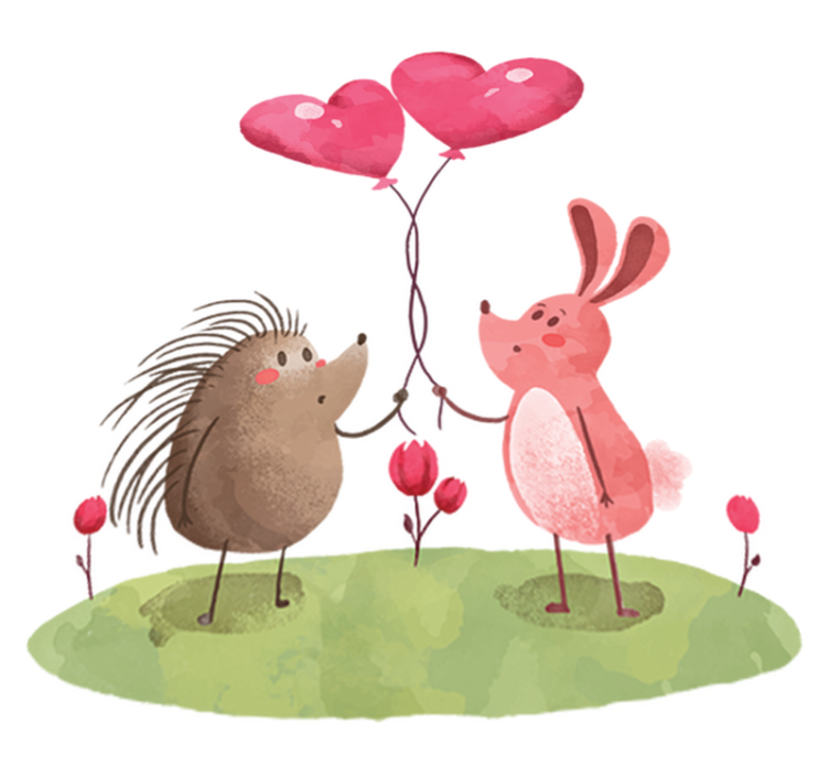 Kids vinyl rug hedgehog and rabbit design - TenStickers