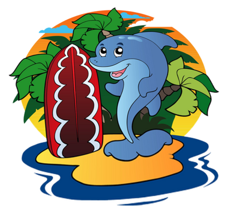 Kids vinyl rug surfing dolphin - TenStickers