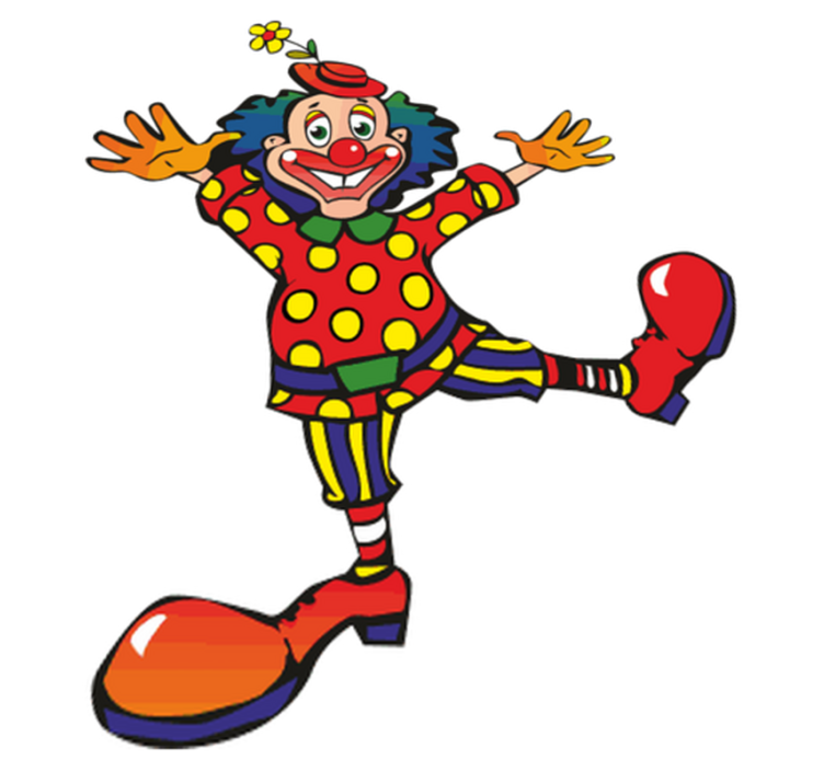 Kids vinyl rug with dancing colorful clown design - TenStickers
