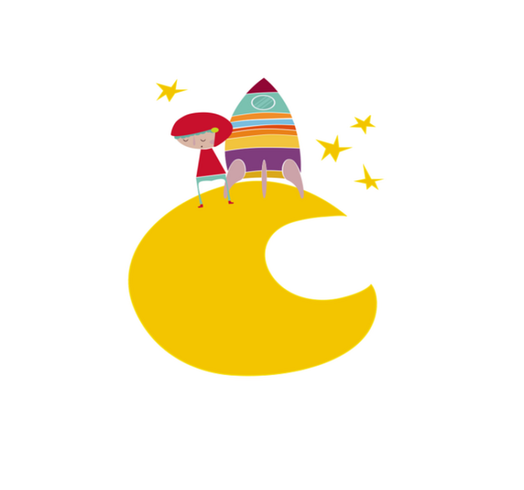 Kids vinyl rug rocket on the moon - TenStickers