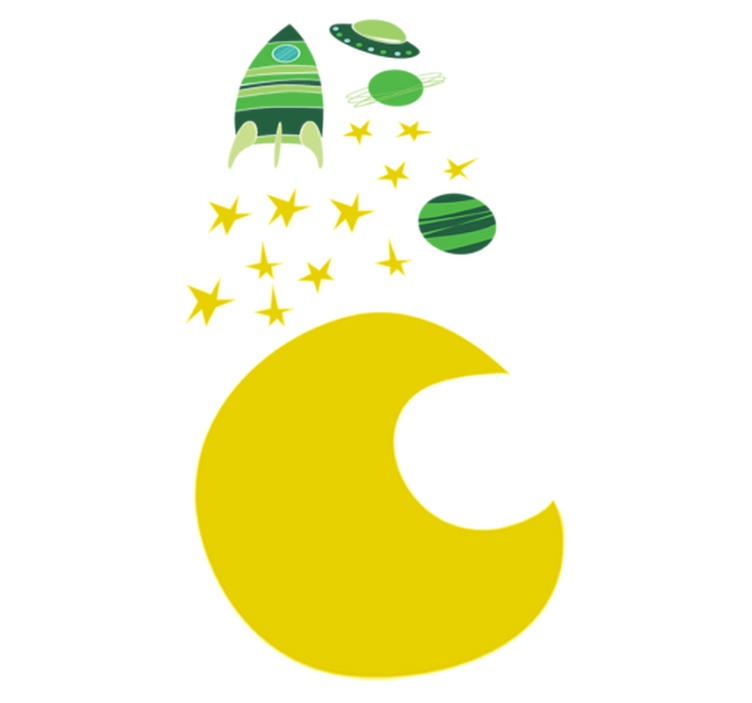 Kids vinyl rug space-themed green tones - TenStickers