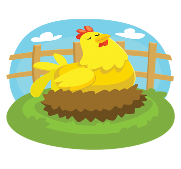 Kids vinyl rug laying hen design - TenStickers