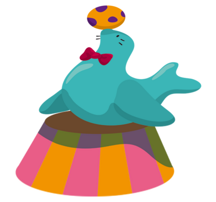 Kids vinyl rug circus seal with ball - TenStickers