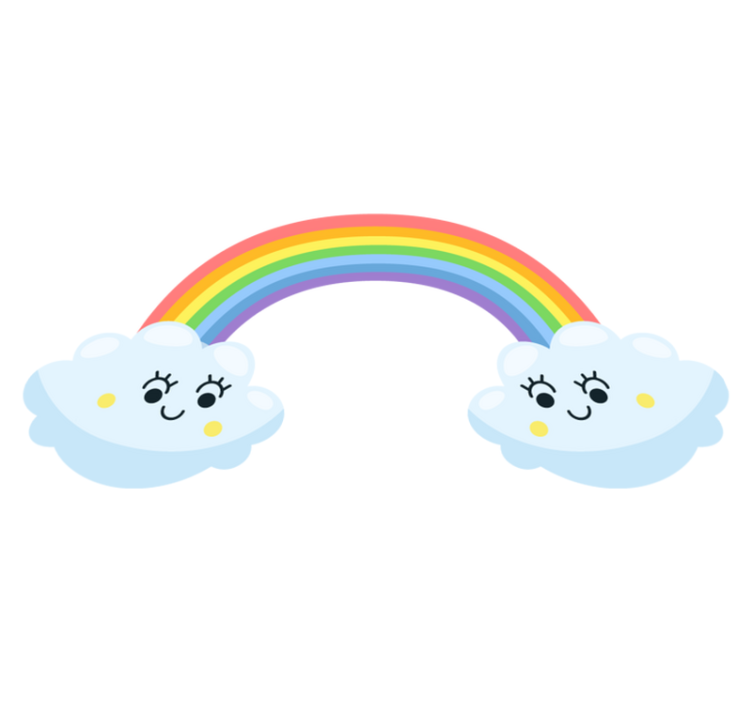 Kids vinyl rug with cute clouds and rainbow faces - TenStickers