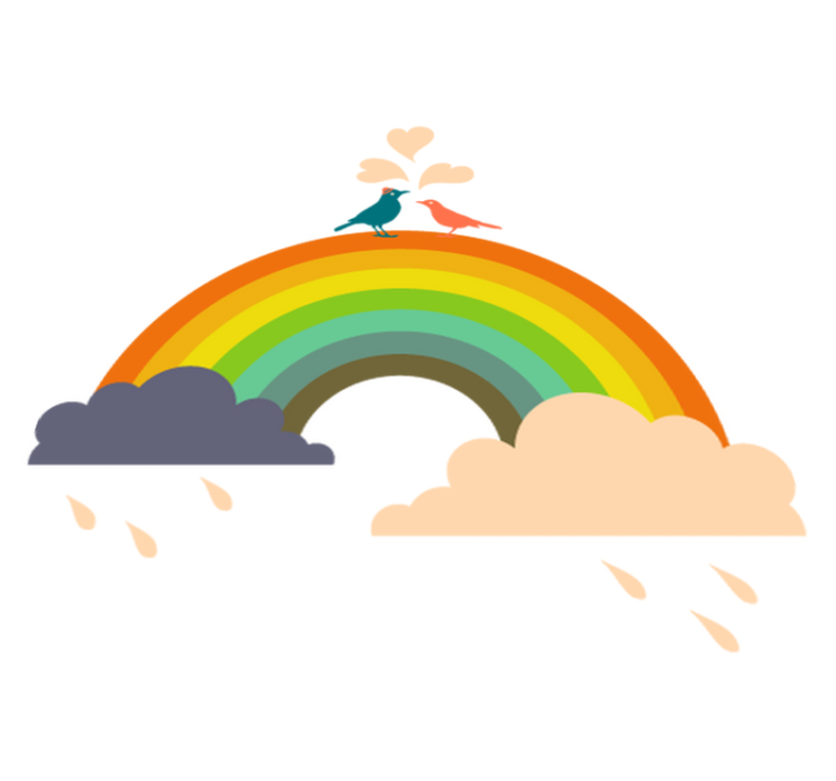 Kids vinyl rug with birds on a rainbow - TenStickers