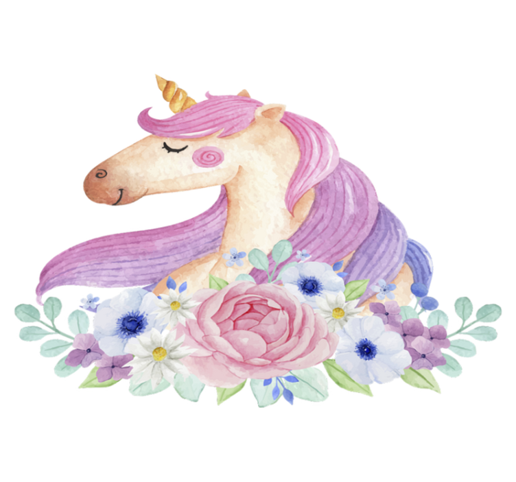 Kids vinyl rug watercolor unicorn - TenStickers