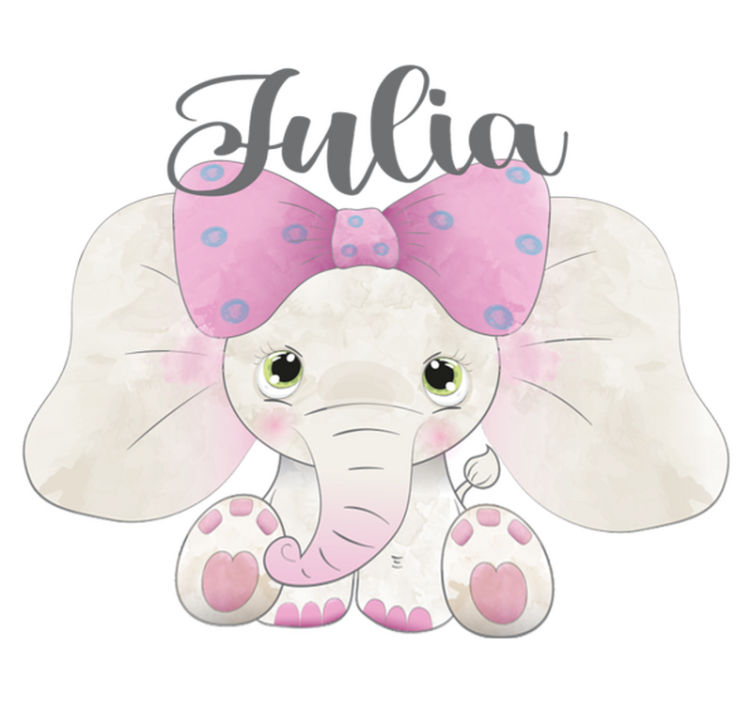 Kids vinyl rug elephant and baby with name - TenStickers