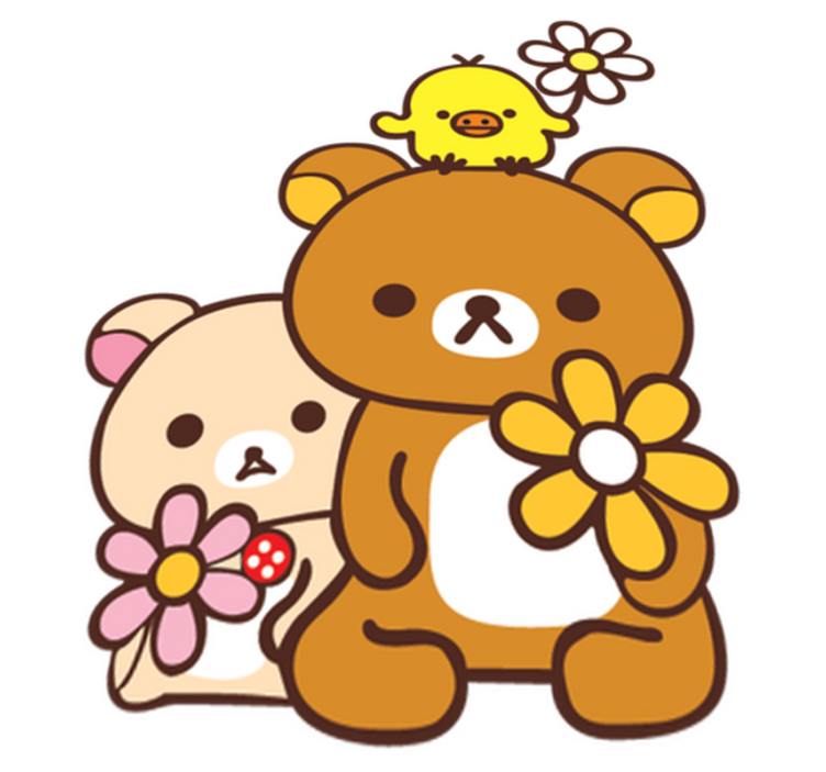 Kids vinyl rug baby bears with bird design - TenStickers