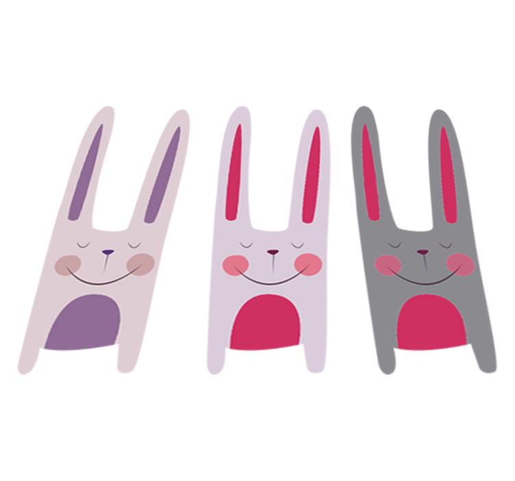 Kids vinyl rug three cheerful bunnies - TenStickers