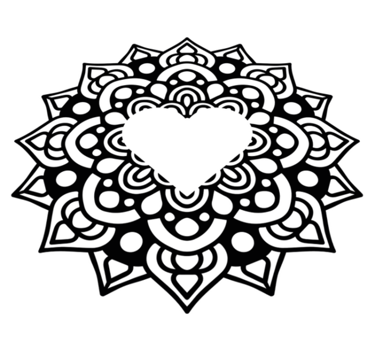 Bedroom vinyl rug mandala with heart border - TenStickers