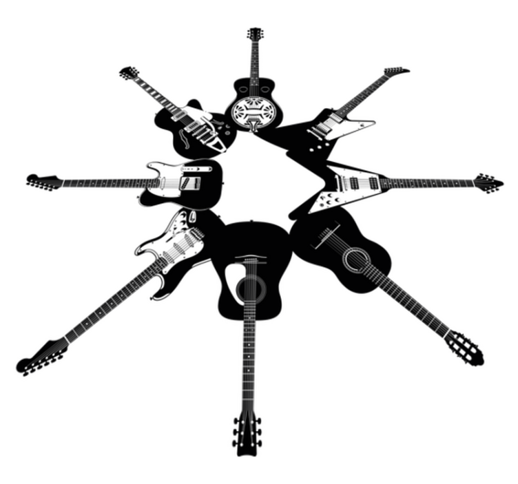 Bedroom vinyl rug with circular guitars design - TenStickers