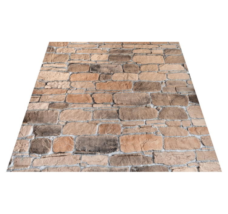 Bedroom vinyl rug in light brown stone brick pattern - TenStickers
