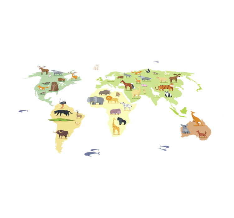 Colorful animals from the continents bedroom vinyl rug - TenStickers