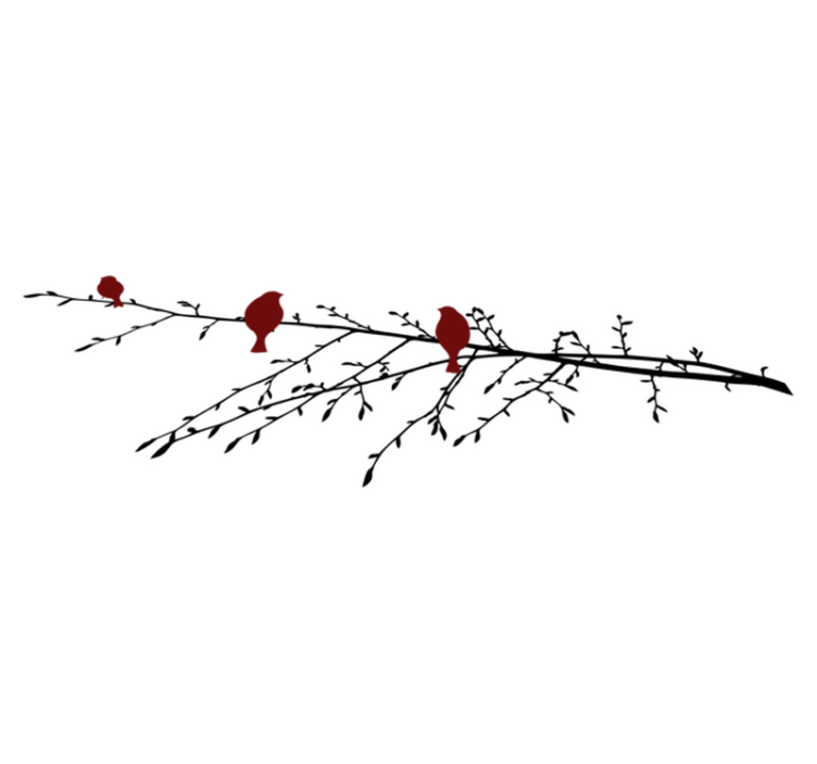 Bedroom vinyl rug with red birds on branch - TenStickers